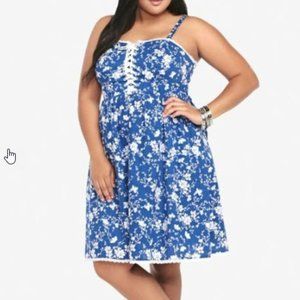 NWOT Royal Blue white floral swing dress